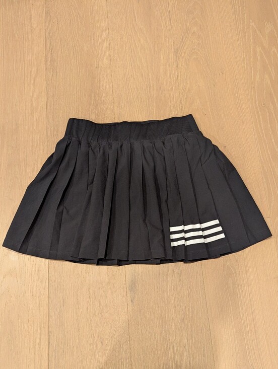 adidas Pants - Black Pleated Mini Skort with White Stripe Detail